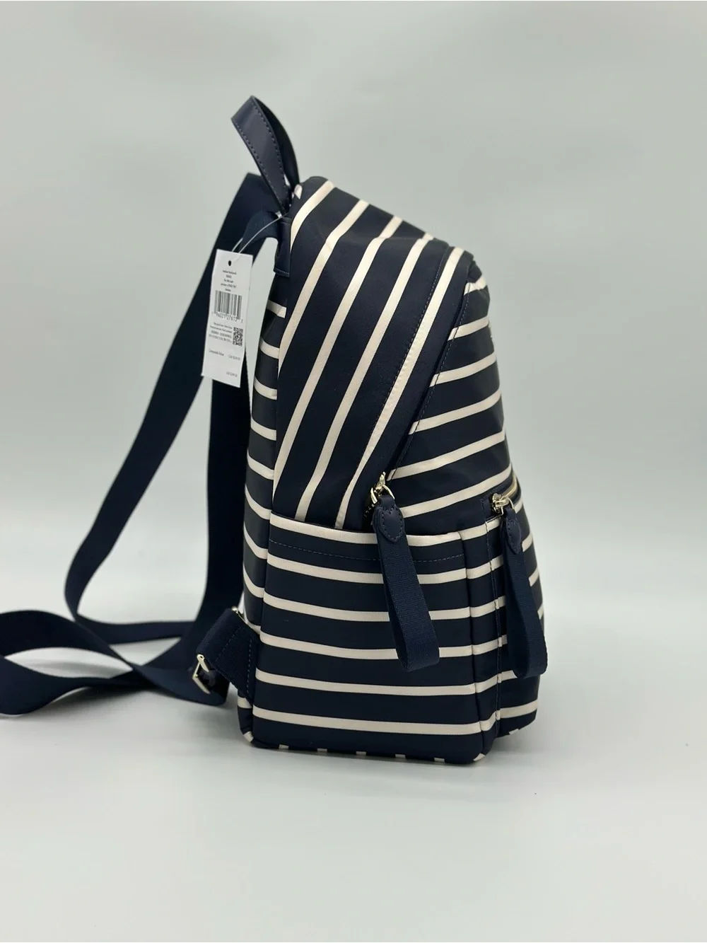 kate spade Navy and White Striped Mini Backpack